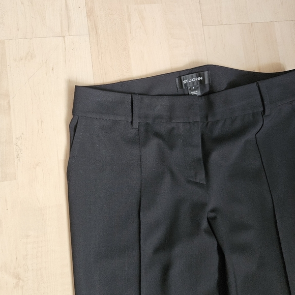 St. John Womens Classic Straight Leg Black Stretch Wool Pants Trousers size 8 - Picture 2 of 8